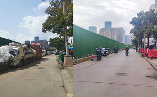 前后对比图（左边为网友提供图片，右边为记者拍摄照片）