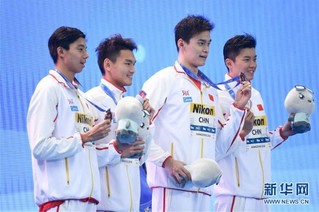 （体育）（8）游泳——短池世锦赛：中国队获男子4X200米自由泳接力季军