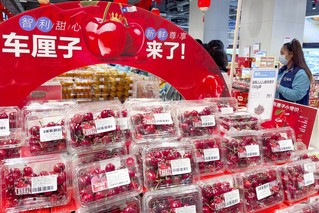 北京一家盒马鲜生超市中智利车厘子售卖区。来源：视觉中国