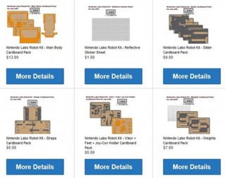 任天堂Labo替换部件开卖 机器人纸箱单价近90块