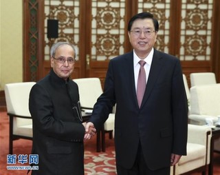 （时政）张德江会见印度总统慕克吉