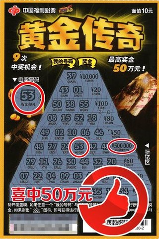 小伙中刮刮乐“黄金传奇”