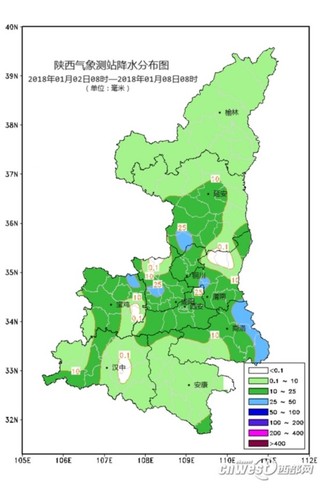 此前降水分布图,对陕西旱情缓解效果明显.
