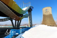 2022年3月19日，在北京首鋼園拍攝的滑雪大跳臺區域。