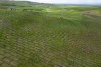 俯瞰若尔盖县麦溪乡黑河村一处治理后的草场（7月25日摄，无人机照片）。