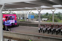 雅万高铁试验运行巴厘岛与德卡鲁尔站直播连线现场。（中国铁路国际有限公司供图）