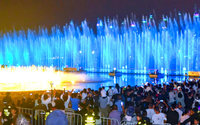“江岸梦•水幕秀”现场。江北新区宣传和统战部供图