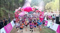 2024贵州·黔南“杜鹃春晓”环杜鹃湖跑山赛开跑。
