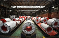 这是在河钢集团塞尔维亚斯梅戴雷沃钢厂拍摄的成品钢卷（2023年5月5日摄）。新华社记者任鹏飞摄