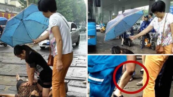 90后女护士雨中跪地救人 膝盖磨破全身是泥